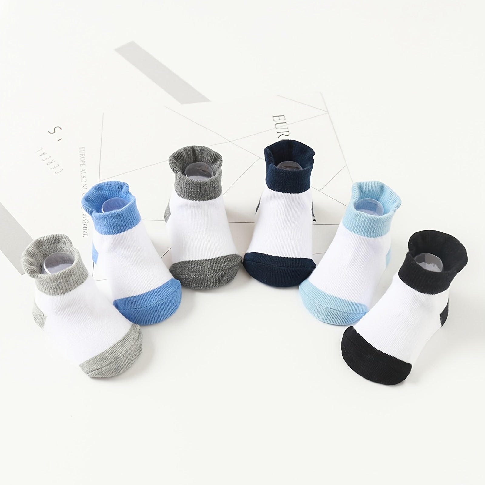 6 Pairs Baby Non Slip Floor Socks Cotton Ankle Socks for Toddler Boys Girls