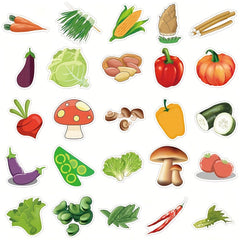 50pcs Vegetable Food Stickers Waterproof Vinyl Stickers Art Decorative Paper