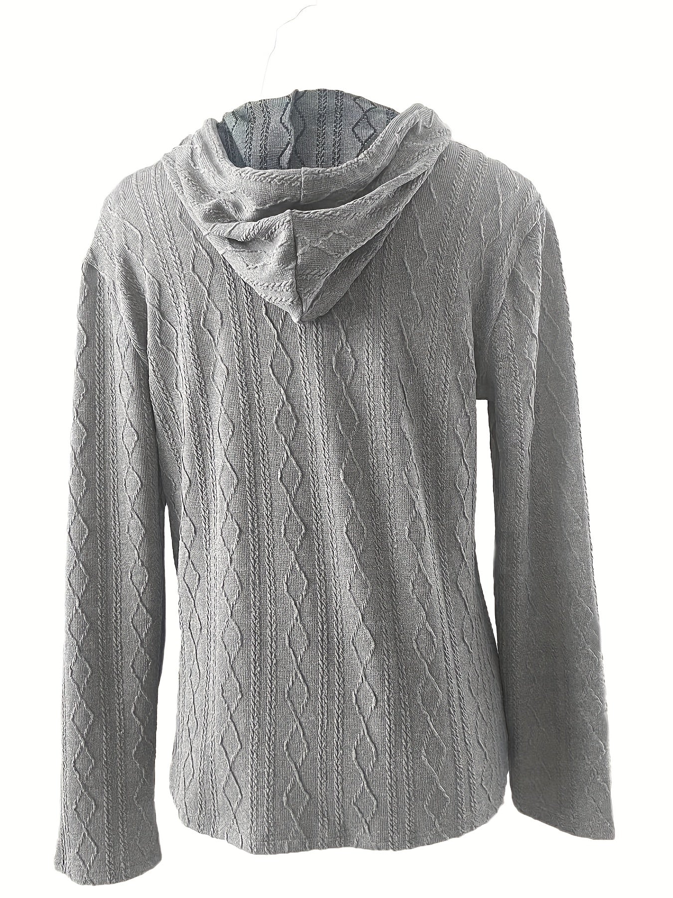 Textured Drawstring Hoodie Long Sleeve Sweatshirt