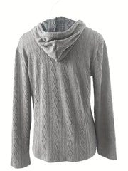 Textured Drawstring Hoodie Long Sleeve Sweatshirt