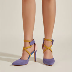 Colorblock High Heel Sandals, Pointed Toe Stiletto Heels