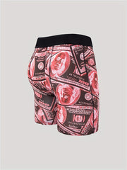 Men's Dollar & Diamond Print Boxer Stretch Swim Trunks Shorts