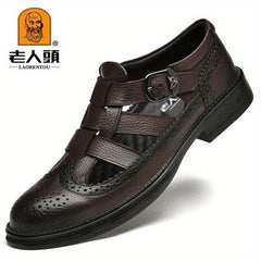LAORENTOU Men's Brogue Hollow Out Sandals Non Slip Smart Casual Shoes