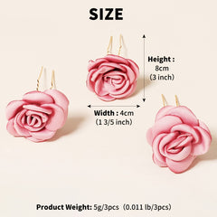 3pcs Rose Hair Clip Wedding Hairpin Women And Girls Hair Accessories