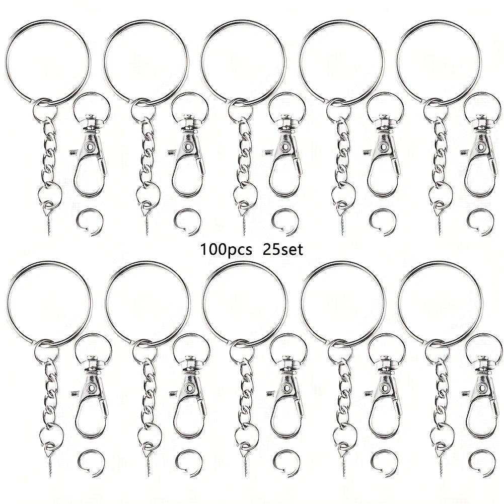 100pcs Keychain Rings With Chain And Screw Eye Pins Bulk