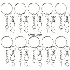 100pcs Keychain Rings With Chain And Screw Eye Pins Bulk