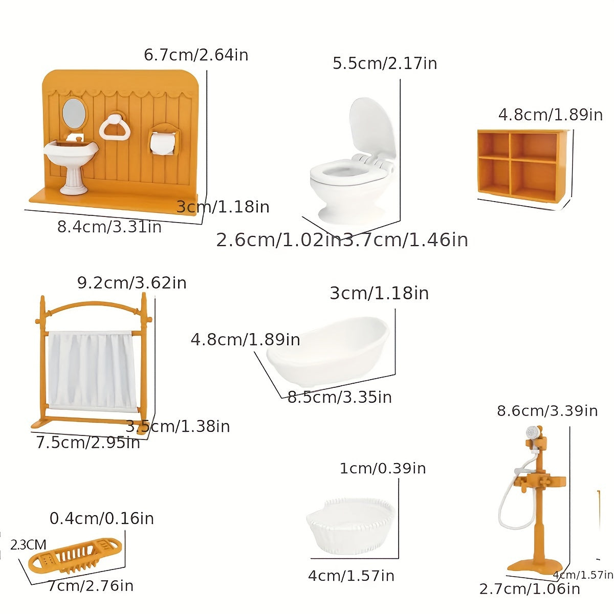 Doll Furniture Bathroom Bedroom Kitchen Living Room DIY Doll House Toys