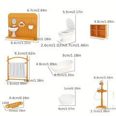 Doll Furniture Bathroom Bedroom Kitchen Living Room DIY Doll House Toys