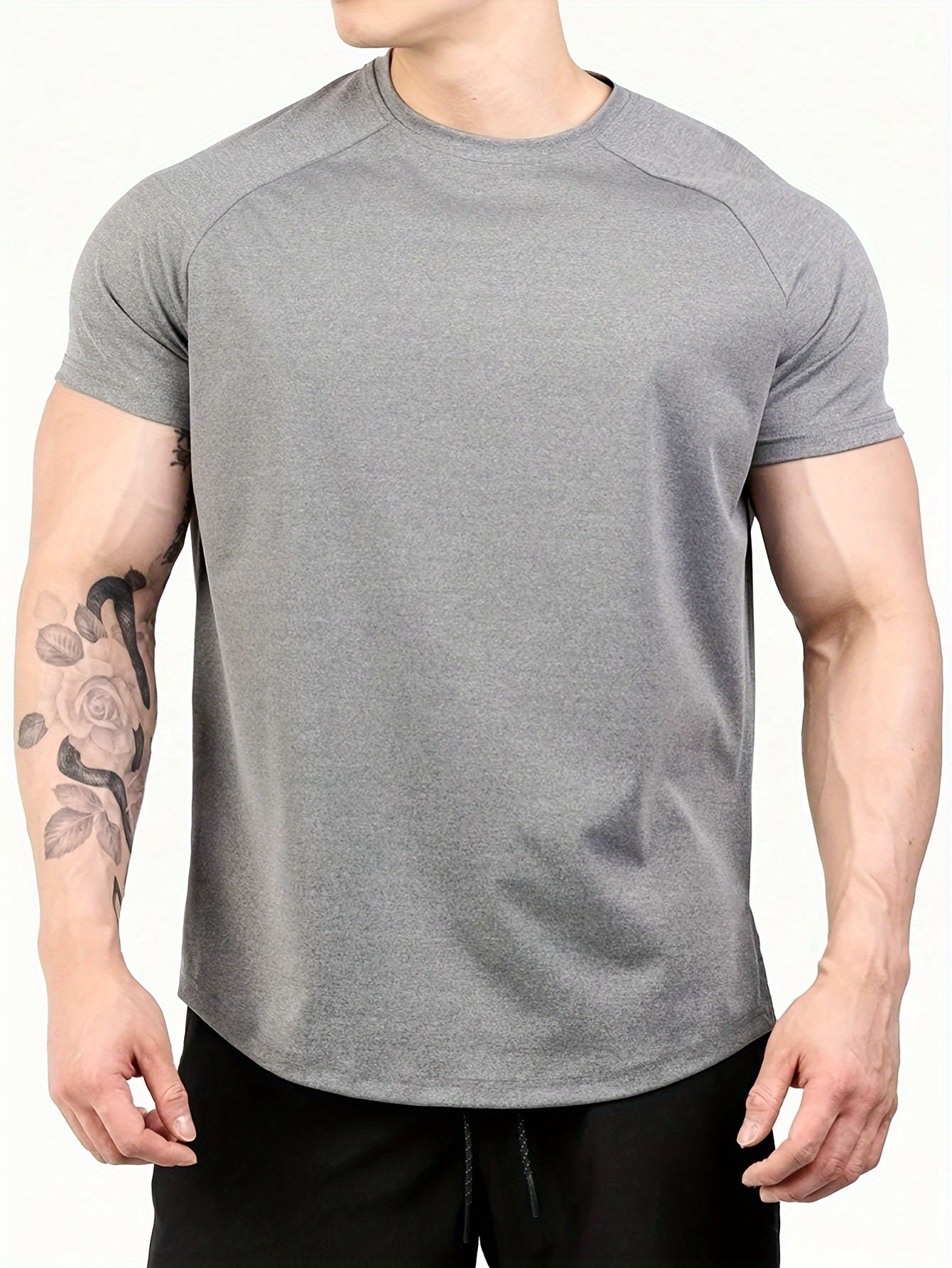 Men's Stretch Round Neck Tee Shirt Summer Casual Sports T-shirt