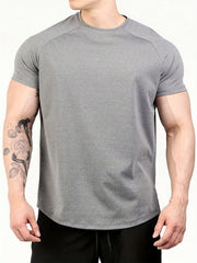 Men's Stretch Round Neck Tee Shirt Summer Casual Sports T-shirt