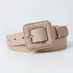 Snake Pattern Square Buckle Vintage Belt Women Dress Pants Belts