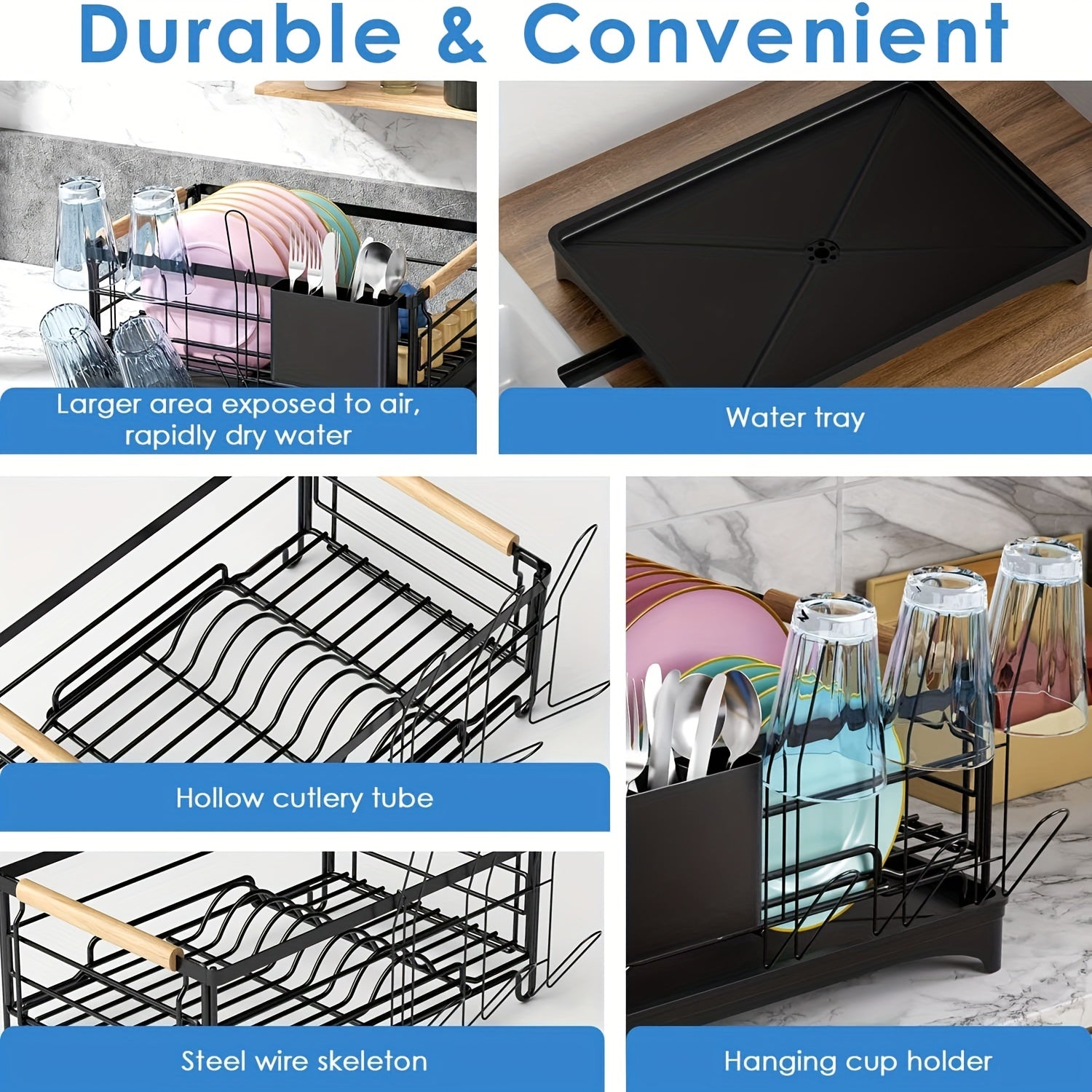 Dish Drying Rack Kitchen Counter Rust Proof Drainer Holder Accessories