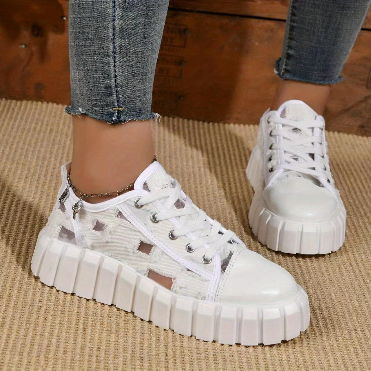 Women's Hollow Out Platform Canvas Sneakers