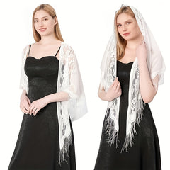 Flower Embroidery Triangle Scarf Tassel Shawl Boho Head Wraps