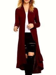 Open Front Drape Knit Cardigan Long Sleeve Sweater Women's Clothing