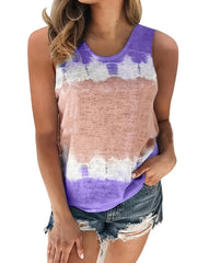 Tie Dye Tank Top Women's Round Neck Casual Stretch Tank