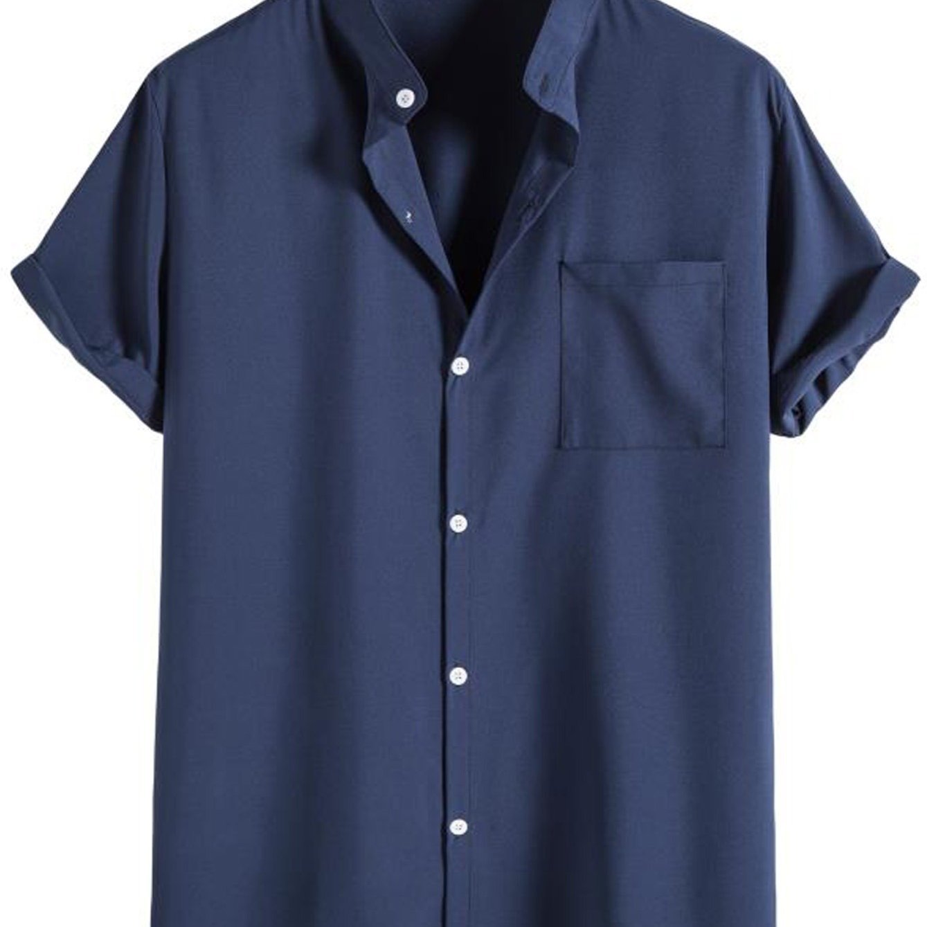Men's Casual Stand Collar Short Sleeve Shirt