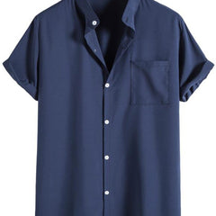 Men's Casual Stand Collar Short Sleeve Shirt