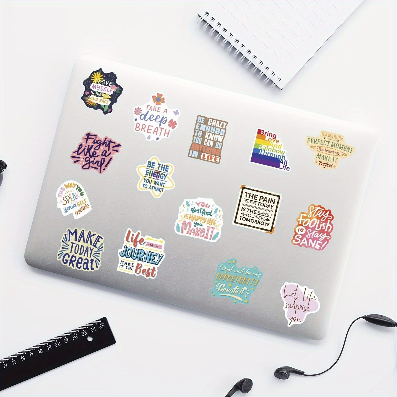 100pcs Positive Stickers Waterproof Vinyl Decals for Laptops Water Bottles