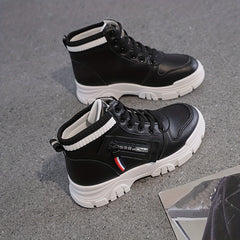 Women's Non-slip Thick Bottom Skate Shoes Medium Top Casual Shoes