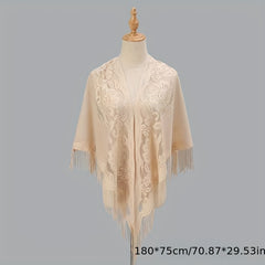 Lace Hollow Tassel Shawl Women Windproof Scarf Triangle Shawl