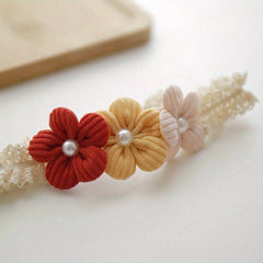 Red Flower Non Slip Stretch Headband for Baby Girls