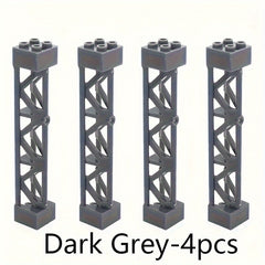 4pcs Military Train Car Pillar Support Girder ABS City Building Blocks Grey
