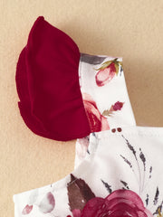 Baby Girls Rose Print Peplum Top & Shorts Set with Headband