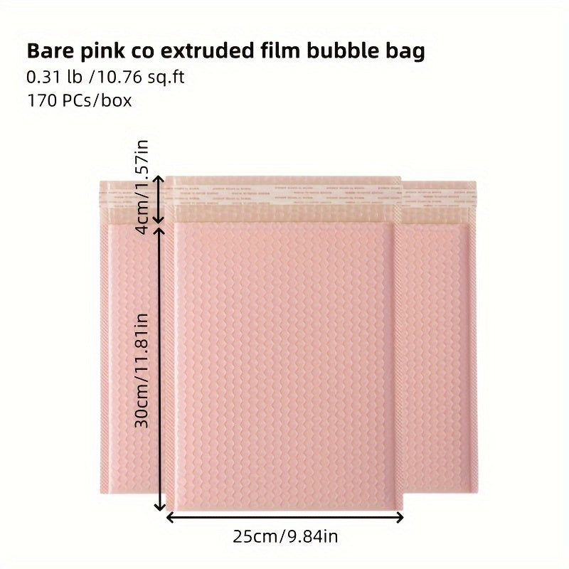 170pcs Pink Co-Extruded Film Bubble Bag Thickened 140g, 10.76 Sq Ft