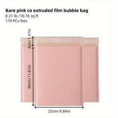 170pcs Pink Co-Extruded Film Bubble Bag Thickened 140g, 10.76 Sq Ft