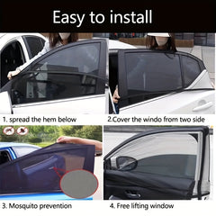 4pcs Car Window Sun Shade Protect Your Baby & Kids from UV Rays & Bugs