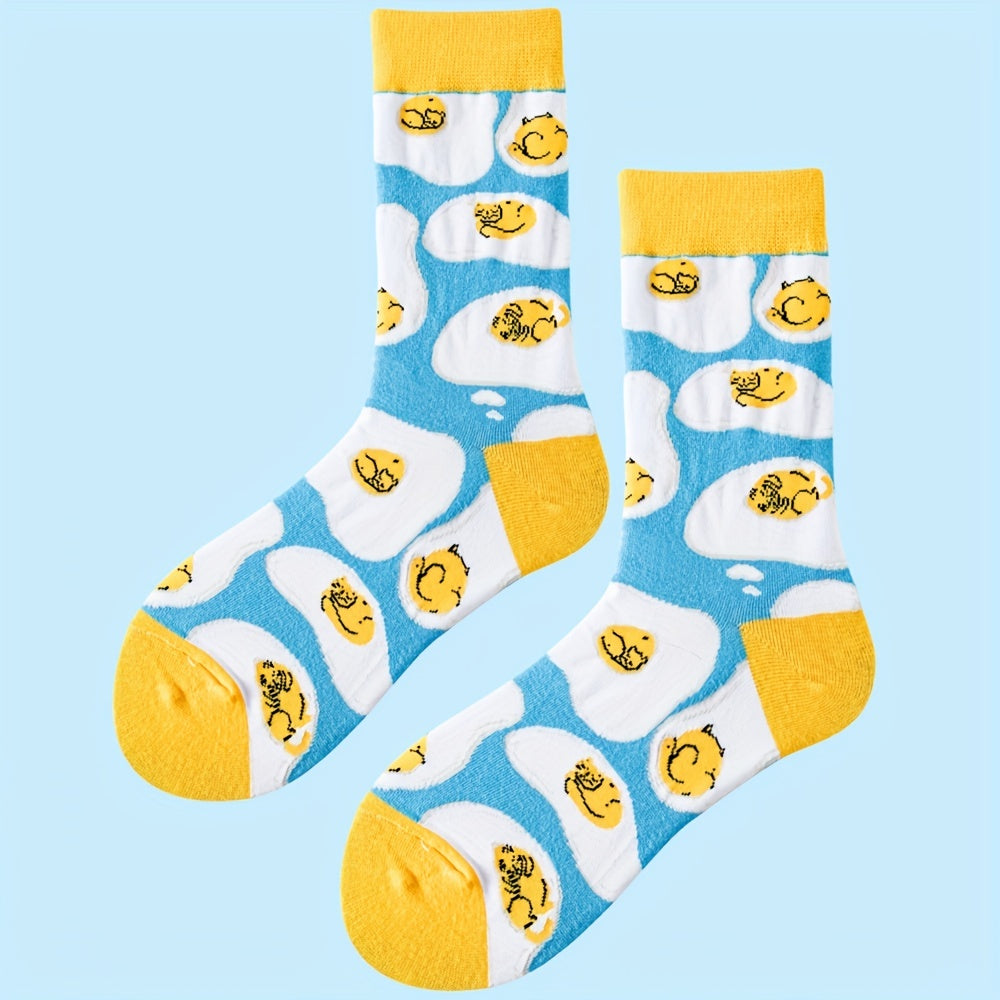 Cute Cartoon Cat Print Socks for Women