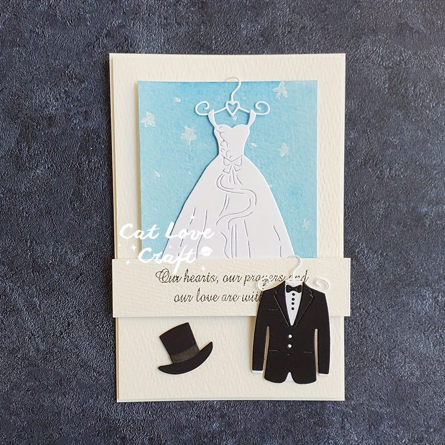 Metal Cutting Stencil Bride & Groom Dress Die For Card Decoration