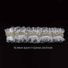 Pearl Crystal Lace Garter Belt Sexy Leg Straps Elastic Band Women's Accessories