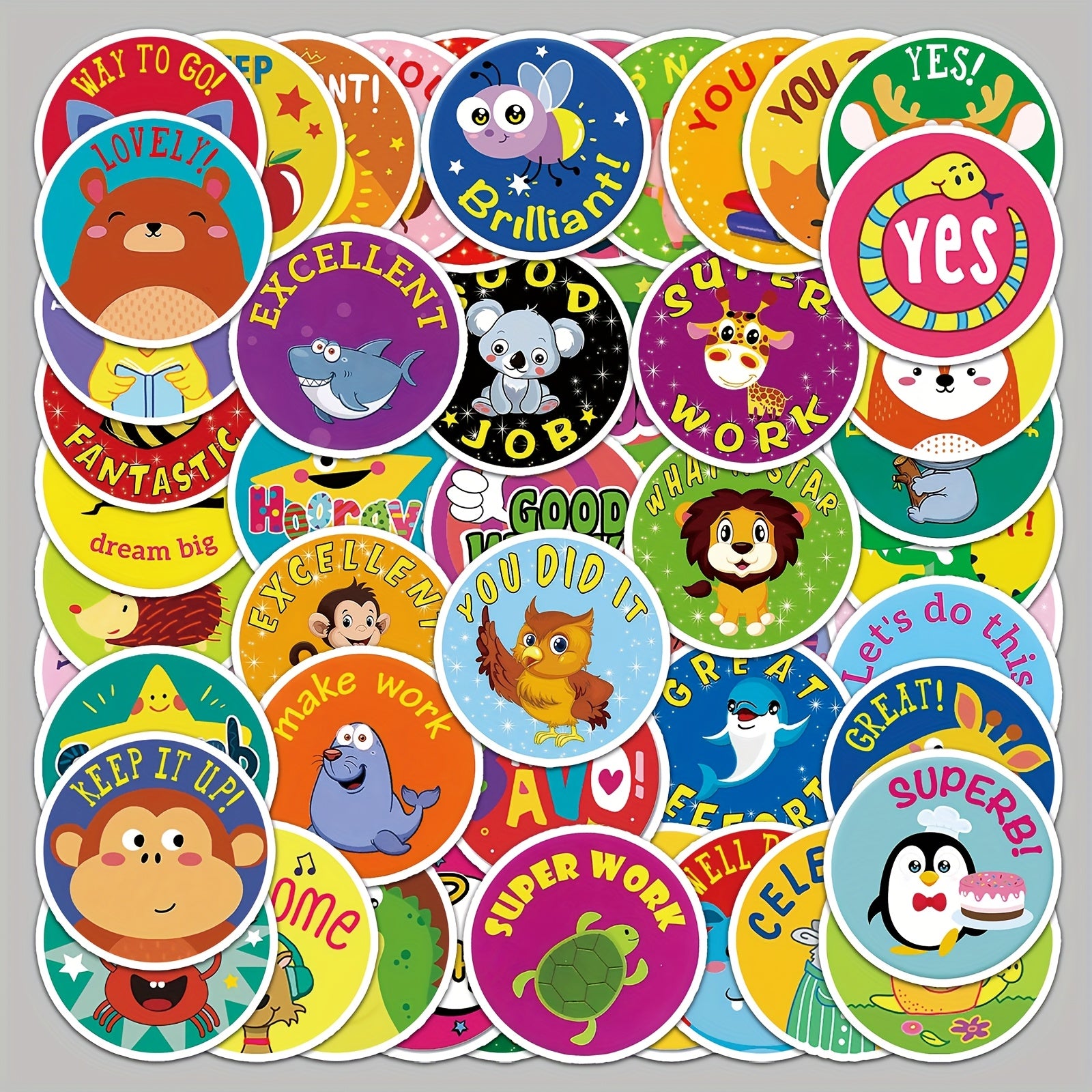 50pcs Cartoon Growth Reward Stickers Decor Fun Holiday & Birthday