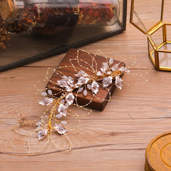 Crystal Leaf Bridal Headband Hand Woven Bridal Headdress