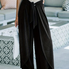 Bow Front Pleated Pants Loose Fit