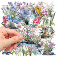50pcs Orchid Flower Cartoon Stickers for DIY Crafts Suitcases Water Bottles
