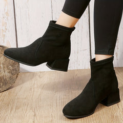 Women's Stretch Ankle Boots Slip On Chunky Heeled Boots