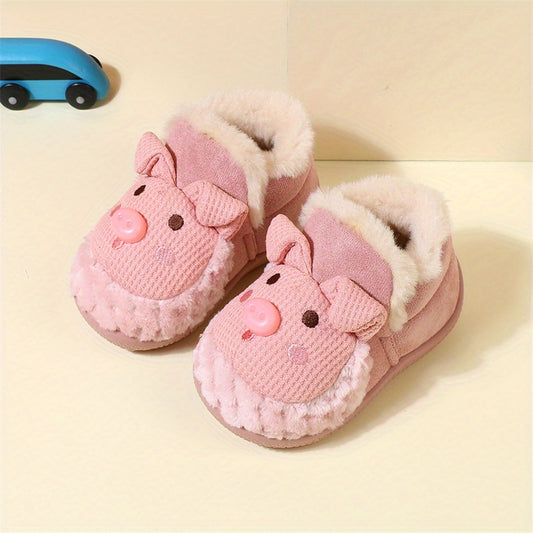 Girls' Warm Cozy Animal Slides Soft Slippers Plush Comfy Non-slip Shoes