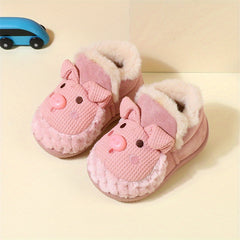 Girls' Warm Cozy Animal Slides Soft Slippers Plush Comfy Non-slip Shoes