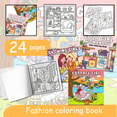 3pcs 72Pg Adult Coloring Book for Girls Warm Home Girl Glowing Comfortable