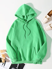 Solid Drawstring Hoodie Pullover Active Sweatshirt Women's