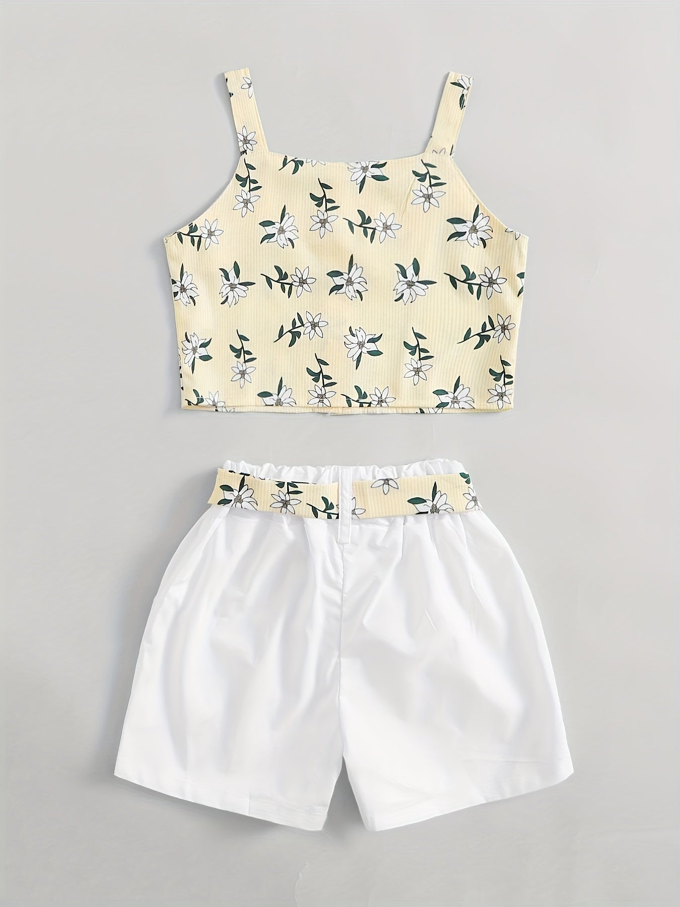 Girls Flower Cami Top & Shorts Set for Summer Beach Party