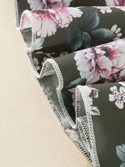 Cotton Flutter Sleeve Top & Flower Print Skirt Set