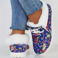 Floral Pattern Non-slip Walking Sneakers Warm Comfort Sport Shoes
