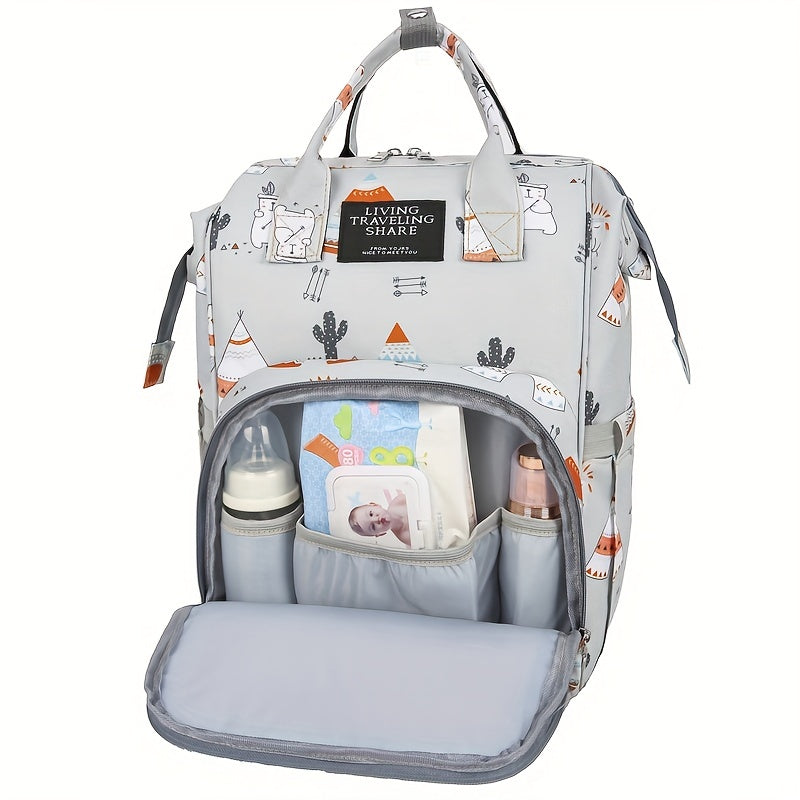 Cartoon Printed Backpack Mommy Bag Multifunction Diaper Bag