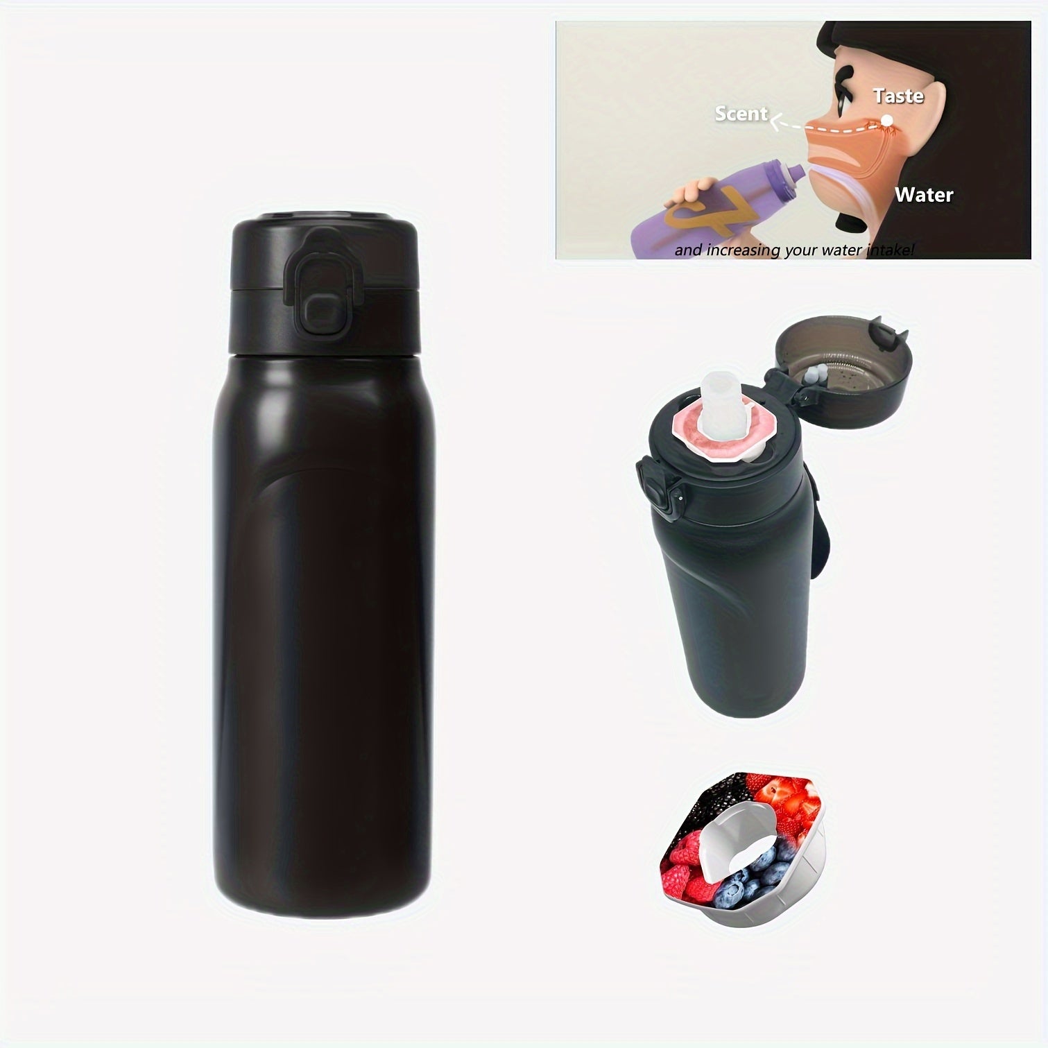 22oz Stainless Steel Water Bottle Flip Top Leakproof Cup Double Walled