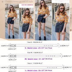 Vintage Leather Belt Solid Casual Jeans Belt for Women