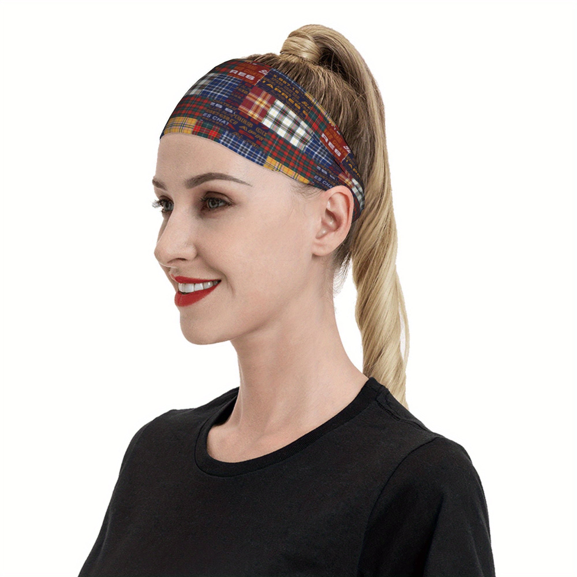 Signature Check Plaid Breathable Headband for Sport & Casual Outfits